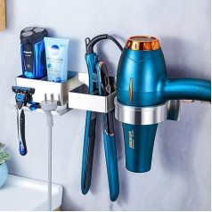 WAYASI Hair Dryer Holder, No Drilling, Hair Dryer Holder for Hair Dryers and Straighteners, Stainless Steel Hair Dryer Holder, Wall Straightener Holder, Self-Adhesive Hair Dryer Holder, Bathroom