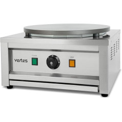 VERTES Crepes Maker Electric Stainless Steel with 40 cm Plate, 3000 W, Non-Stick Coating, Temperature Continuously Adjustable from 50-300 °C, Includes Wooden Distributor, Gastro Professional Crepe