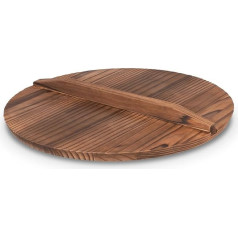 Craft Wok vāks 14 collu vokiem (35-36 cm) ar tradicionālo koka plakano vāku Āzijas virtuves piederumiem / 732W323-14in