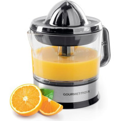 GOURMETmaxx elektrinė sulčiaspaudė citrusiniams vaisiams ir apelsinų sultims | Sulčiaspaudė iki 700 ml talpos | Citrusinių vaisių sulčiaspaudė su įvairiais priedais šviežiam skoniui | 40 W [skaidri / sidabrinė]