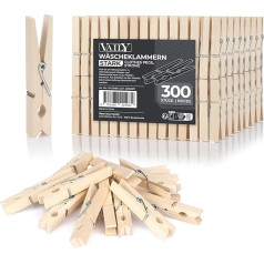 Vaily Wooden Clothes Pegs - Wooden Pegs for Clothes Airer, Clothes Line, Crafts and Decoration (Pack of 300)