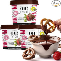 OH! Mai Chocolate Dipping Sauce 7.05 oz Jar - Microwave Melting Cocoa Fondue Fountain for Strawberries Fruits, Cookies, Candy or Snacks, Made in Spain (Pack of 3)