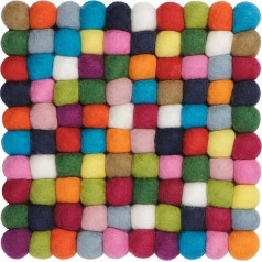 myfelt Lotte Trivet kvadrātveida filca bumbiņa, pirmavota vilna, daudzkrāsains, 20 x 20 cm