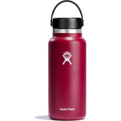 Hydro Flask 946 ml dzeramā pudele, izolēta nerūsējošā tērauda dzeramā pudele, sporta pudele ar hermētisku vāciņu un siksniņu, termiskā pudele, nerūsējošā tērauda pudele, ar lielu atvērumu, nerūsējošā tērauda, nerūsējošā tēraud