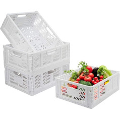 Foldable Plastic Storage Boxes, Shelf Baskets, Set of 4 Folding Storage Baskets, Kitchen Drawer Inserts, Stackable Storage Boxes, Transport Boxes, Cupboard Containers, Cubes, Home, Office, Bedroom,