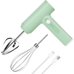 Kabellos Handmixer Elektrische,LHBD Handrührgerät,USB Wiederaufladbar,3 Geschwindigkeitsstufen,Turbo-Boost,Rührbesen elektrisch,Tragbarer Mixer Handrührer,elektrischer schneebesen für Eiklar,Grün