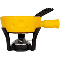 Boska Fondue-Set Super Cheesy/käseförmiger Topf/Steingut/Gusseisen/Gelb/Silber/Schwarz / 290 x 200 x 160 mm