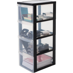 Iris Ohyama, Drawer cabinet on castors, 4 drawers of 15 L, with castors, ergonomic handles, office, bathroom, living room - Design Chest DC-304 - Black