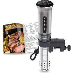 KitchenBoss Sous Vide Roneris virtuvei, zema temperatūra, 1100 W, ūdensizturīgs, IPX7 cirkulators, precīza temperatūras kontrole, digitālais taimeris