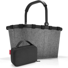 Carry Bag BK, Thermocase OY, SBKOY Shopping Basket with Small Cool Bag Set, Twist Silver + Black