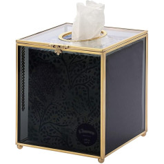 SUMNACON Glass Paper Tissue Box Gold Black Napkin Storage Box, Decorative Square Face Tissue Box Organiser, Cube Paper Box Holder for Face Towels, Napkins