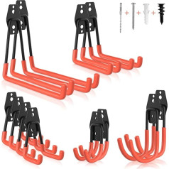 Zalava Hooks, Pack of 12 Garage Storage Double Hooks Wall Hooks Made of Steel, Multisize Heavy Duty for Garage Power Tools, Garage Organiser for Wall Mounting, Bike, Ladders or Bulk Items