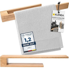 KUINEA® Dvieļu turētājs bez urbšanas - moderns dvieļu turētājs no koka, 40 cm, izgatavots no 100 % ozolkoka, vannas istabai un virtuvei, dvieļu turētājs bez urbšanas, dvieļu turētājs ozols, dvieļu turētājs ozols, dvieļu turētājs, koka