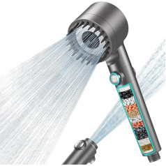 MEKO Hard Water Filter Shower Head with 15 Stage Filter, 3+1 Spray Modes High Pressure Shower Head and 1.5m Hose, Hand Massage Shower Filter for Residual Chlorine Removal