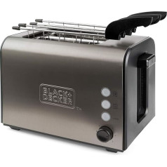 Black+Decker ES9600090B BXTOA900E Toaster 900 Stainless Steel Grey With Two Sandwich Tongs