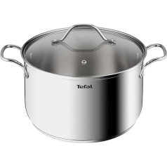 Tefal Intuition XL B8646304 Liels nerūsējošā tērauda katls 26 cm / 6,5 L Indukcijas Premium 18/10 nerūsējošā tērauda lielums XL izturīgi rokturi Stikla vāks