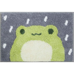 Ankah Cute dušas paklājs Luxury Shaggy High Absorbent un neslīdošs, mazgājams mašīnā, piemērots vannai, dušai un vannas istabai, 18 x 26 collas, Little Frog