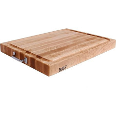 Boos Blocks® BBQBD EXTRA LARGE Pro Chef Ahorn Schneidebrett von John Boos - 61 x 46 x 6 cm - mit Saftrille, Edelstahlgriffe, beidseitig verwendbar