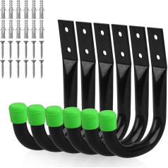 Swanlake Heavy Duty Garage Wall Storage Hooks - Black (Pack of 6)