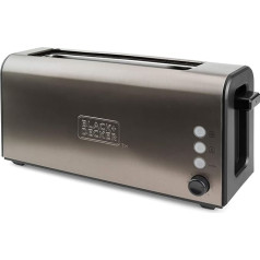 BLACK+DECKER BXTO1000E - 1000W Stainless Steel Toaster with Extra Long and Extra Wide Slot, 7 Toast Levels, Auto Centring System, Stop, Reheat and Defrost Functions