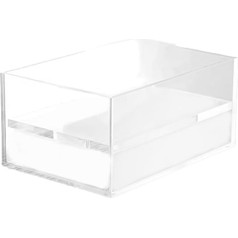 FITTG Rechteckiger Serviettenspender, Organizer-Box, transparente Kosmetiktücherbox mit Deckel oben für Badezimmer, Büro, Schreibtisch