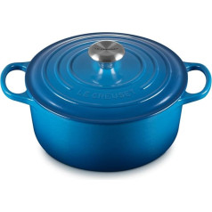 Le Creuset Signature čuguna kastrolis ar vāku, diametrs 24 cm, apaļš, piemērots visu veidu plītīm un indukcijas plītīm, tilpums: 4,2 l, 4,305 kg, Marseļa