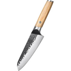 MITSUMOTO SAKARI 17 cm Santoku virtuves nazis, ar rokām kalts virtuves nazis, profesionāls japāņu nazis (Pakkawood rokturis)