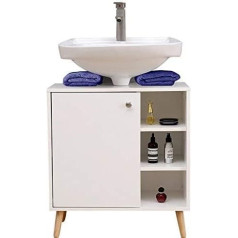 ETNIC ART Etnicart Vanity Unit for Bathroom 62 (L) x 32 x 67 cm Under Sink for Kitchen Wooden with Door for White Shelves in Vintage Legs