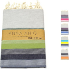 Anna Aniq Fouta Hamama dvielis, pludmales dvielis, pirts dvielis XXL, īpaši liels 100 x 200 cm (rombveida raksts), 100% ķemmēta kokvilna, vannas dvielis, piknika sega, joga, peštemāls, pludmales dvielis., 100 x 200 cm