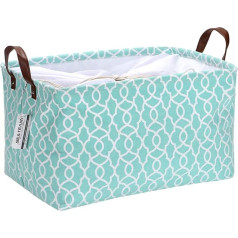 Sea Team Storage Basket, Moroccan Lattice Pattern, Canvas, Folding, Geometric Design, Storage Basket with Drawstring and Faux Leather Handles, 41.9 x 29.2 cm, Waterproof Interior