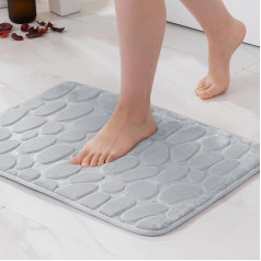 MIULEE Memory Foam vannas paklājs, vannas istabas paklājs, neslīdošs vannas paklājs, ūdeni uzsūcošs vannas paklājs, ātri žūstošs, mazgājams dušas paklājs vannas istabai, 40 x 60 cm, gaiši pelēks