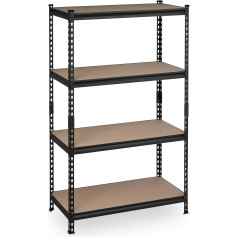 Relaxdays Heavy Duty Shelving Unit H x W x D: 153 x 91 x 46 cm Load Capacity 1440 kg Basement Shelf for Plug-In 4 Levels Steel & MDF Black