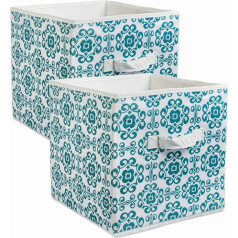 DII Fleece Storage Bin Polyester Scroll Teal Large