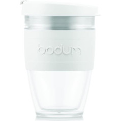 BODUM JOYCUP 11889-913S Ceļojumu krūze ar dubultiem sieniņiem un skrūvējamu vāku, 0,25 L, plastmasas, balta