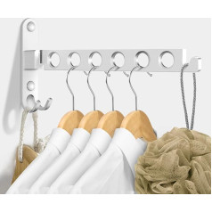 JOLY FANG Foldable Coat Hook, Wall Clothes Rack, Clothes Rack, Wall Hook, Folding Hook, Aluminium for Balcony, Bathroom, Laundry Room (Silver, Pack of 1)