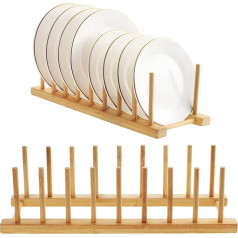TsunNee 2 x Бамбуковая полка держатель для посуды 8 отделений подставка для посуды держатель для тарелок чашек кастрюль крышка