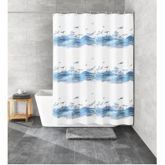 Kleine Wolke 733 Tekstila dušas aizkars Seaside Design Crocus Blue Größen 240 x 180 cm daudzkrāsains