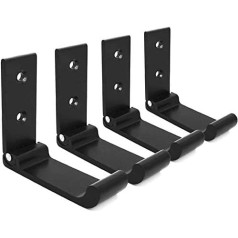 4 Pcs Folding Door Hooks for Clothes Bathroom (Black)