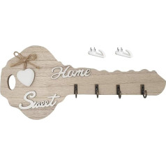 Wooden Key Holder for Wall, Decorative Key Shaped Wall Mounted Key Hook with 4 Hooks for Home