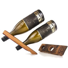 WEINKRAM Magic Double Wine Holder, roku darbs no sarkanvīna mucas, dāvanu ideja vīna cienītājiem, roku darbs Vācijā, vīna pudeļu turētājs, vīna statīvs, iepakojums 1 gab.