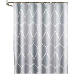 Sfoothome Wasserdichter Polyester-Stoffvorhang für die Dusche, schimmelresistent, waschbarer Duschvorhang für Badezimmer mit Anti-Rost-Tüllen, Kunststoffringen und beschwertem Saum, grau, 180 x 200cm