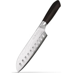 Hannah's Homebrand Santoku nazis un suši nazis - pārsteidzoši ass virtuves nazis ar 18 cm asmeni - 100% melnkoks - damaskas izskats