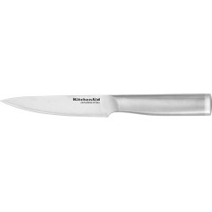 KitchenAid GOURMET geschmiedetes Edelstahl Feinkantenmesser mit passgenauer Klingenabdeckung, 11,4 cm, scharfes Küchenmesser, hochwertige japanische Edelstahlklinge, gebürsteter Edelstahlgriff