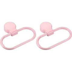 sourcing map 2 Stück Wandmontage Oval Handtuchring ABS Hängehalter Selbstklebend für Badezimmer Küche Zubehör Rosa