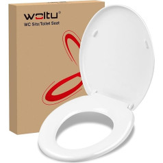 WOLTU Toilettendeckel, WC Sitz mit Absenkautomatik, Quick-Release Funktion für einfach Reinigung, O Form Weiß Toilettensitz mit Verstellbaren Scharnieren Antibakteriell