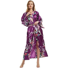 Sievietes ilgi Kimono Peacock līgavas līgavas līgavas kāzu puse Ģērbšanās kleita Pajamas Sleepwear