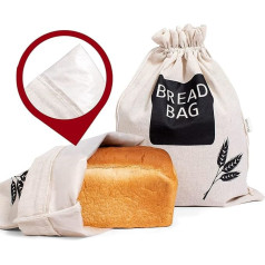Упаковка из 2 пластиковых мешков для домашнего хлеба с подкладкой для сохранения свежести хлеба льняные экологичные 44 см x 35 см