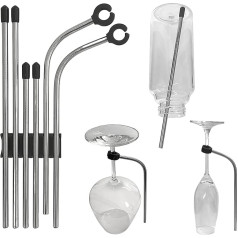 BeDiCo I Set of 6 I Stainless Steel Dishwasher Attachment Glass Holder I Beer, Wine and Champagne Glasses, SodaStream Bottles and Much More I Protection of Glasses from Tilting, Breaking, Scratches I