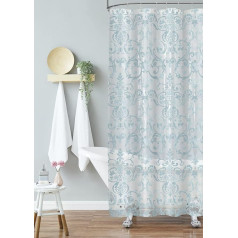 Laura Ashley - Aqua Halsted PEVA Shower Curtain Elegant Bathroom Decor 70