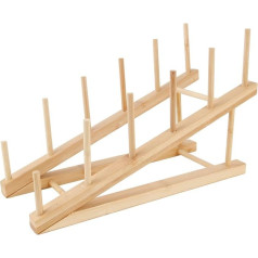 Подставка для тарелок Bamboo Wood Dish Drainer Chopping Board Tableware Plate Holder Drip Rack with 5 Slots Plate Rack for Plates, Cups, Pot Lid Kitchen Cabinet Organiser